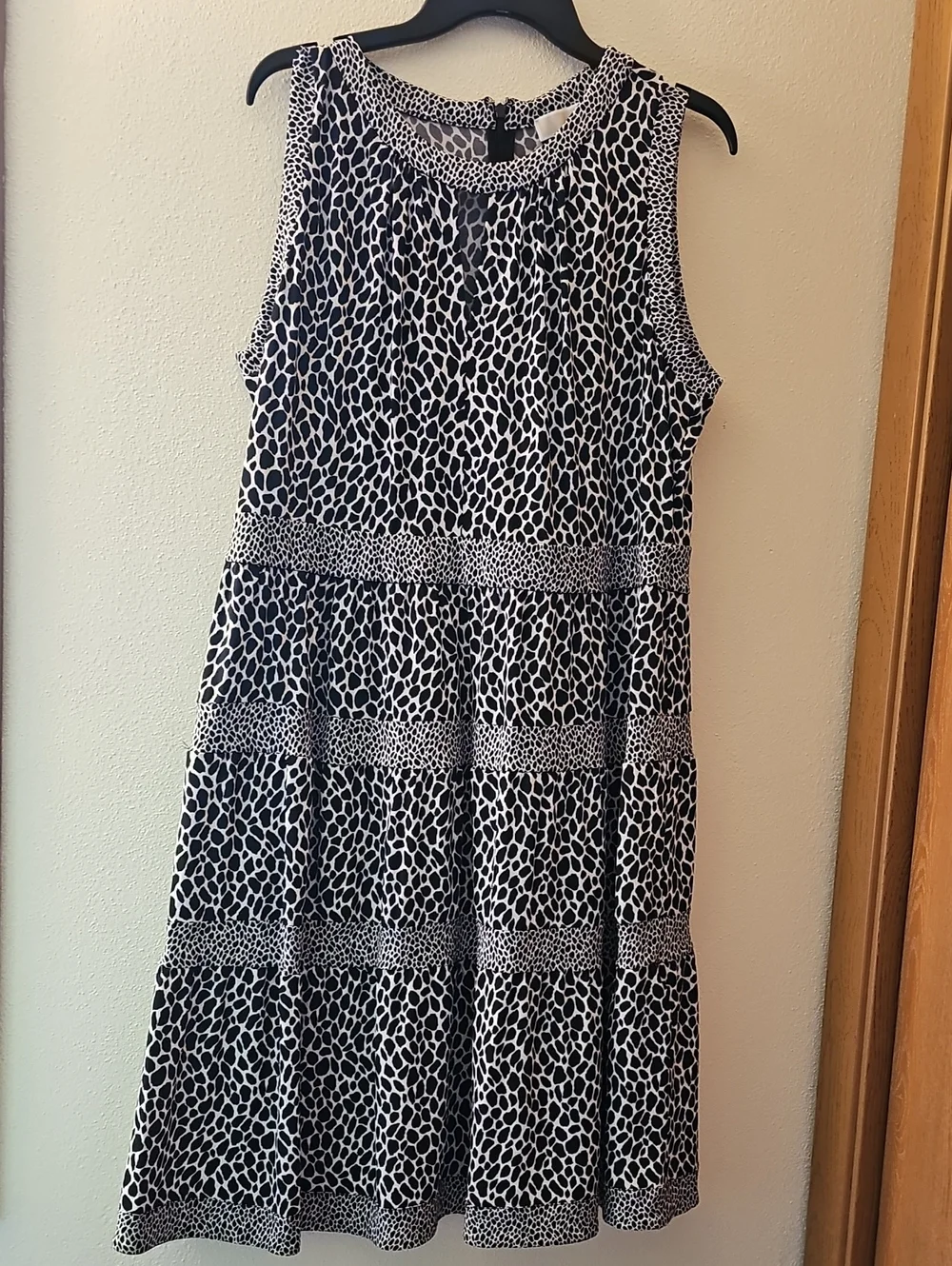 Michael Kors Black and White Tiered Midi Dress